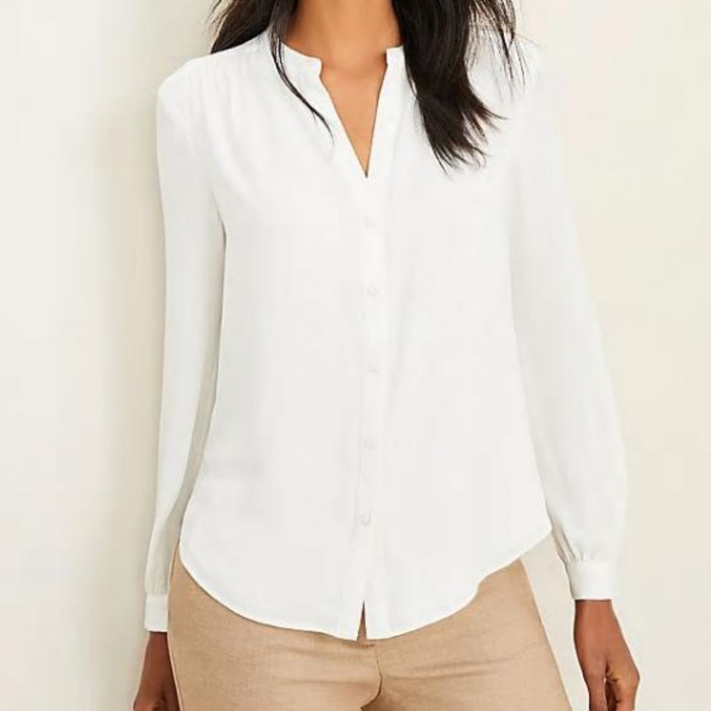 Loft Collarless Button Down Blouse - image 1